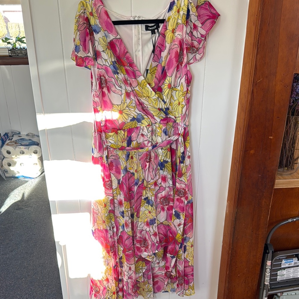 Maggy London Floral Dress - Pink, Yellow, White